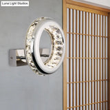 Modern Led Wall Sconce Light Fixture With Stainless Steel Shade - Nickel Circle Mount Warm/White