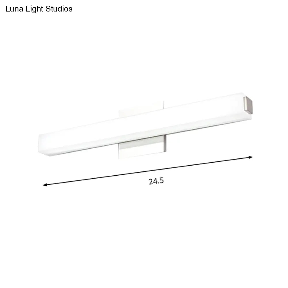 Modern Led Wall Sconce With Acrylic Shade Chrome Finish Rectangular Vanity Lighting In Warm/White