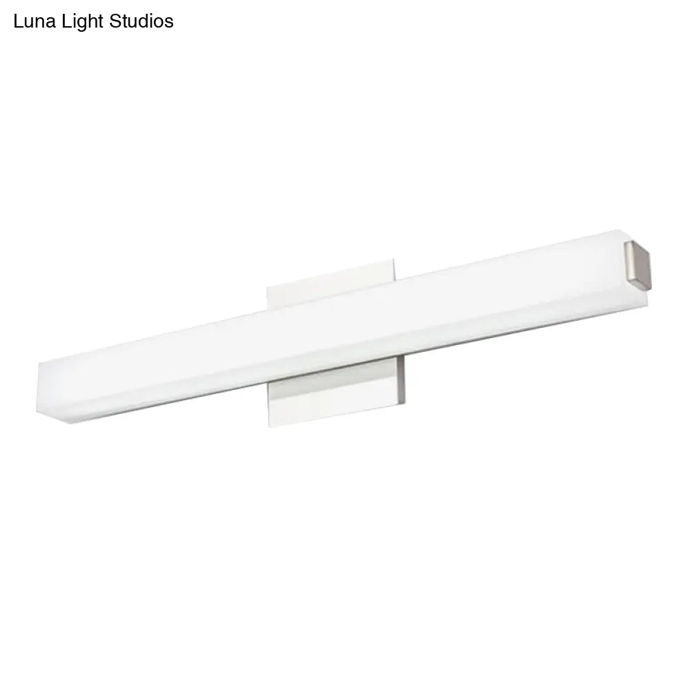 Modern Led Wall Sconce With Acrylic Shade Chrome Finish Rectangular Vanity Lighting In Warm/White