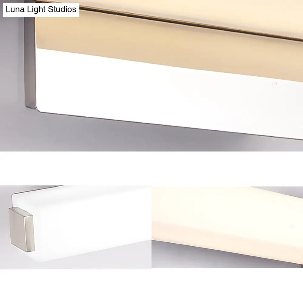 Modern Led Wall Sconce With Acrylic Shade Chrome Finish Rectangular Vanity Lighting In Warm/White