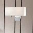 Modern Led Wall Sconce With Fabric Shade - Chrome Rectangular Mount Light