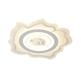 Modern Led White Acrylic Flush Mount Light Fixture With Warm/White Lighting