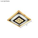 Modern Led White - Black Rhombus Flushmount Light With Crackle Design - Acrylic Ceiling Flush