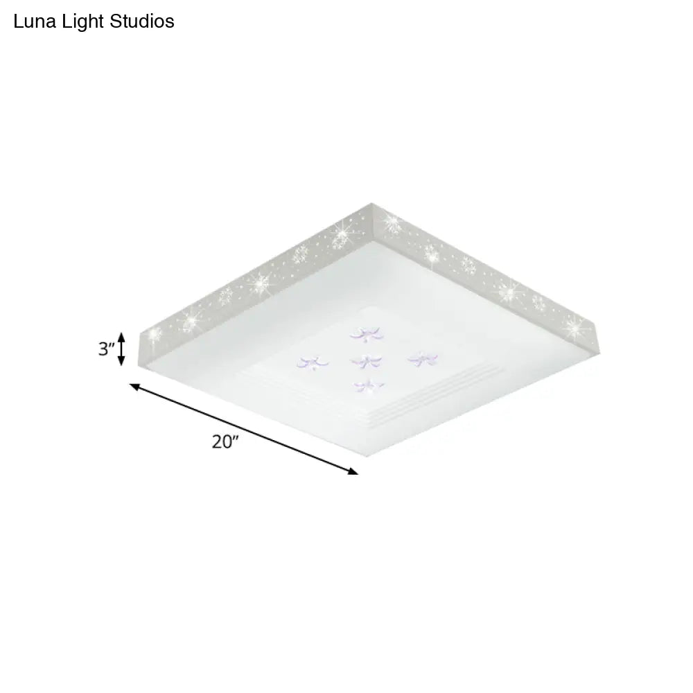 Modern Led White Flush Ceiling Light With Flower Pattern - White/Warm/3 Color Options