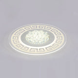 Modern Led White Flush Mount Ceiling Light Fixture With Crystal Accents - Extra - Thin Round