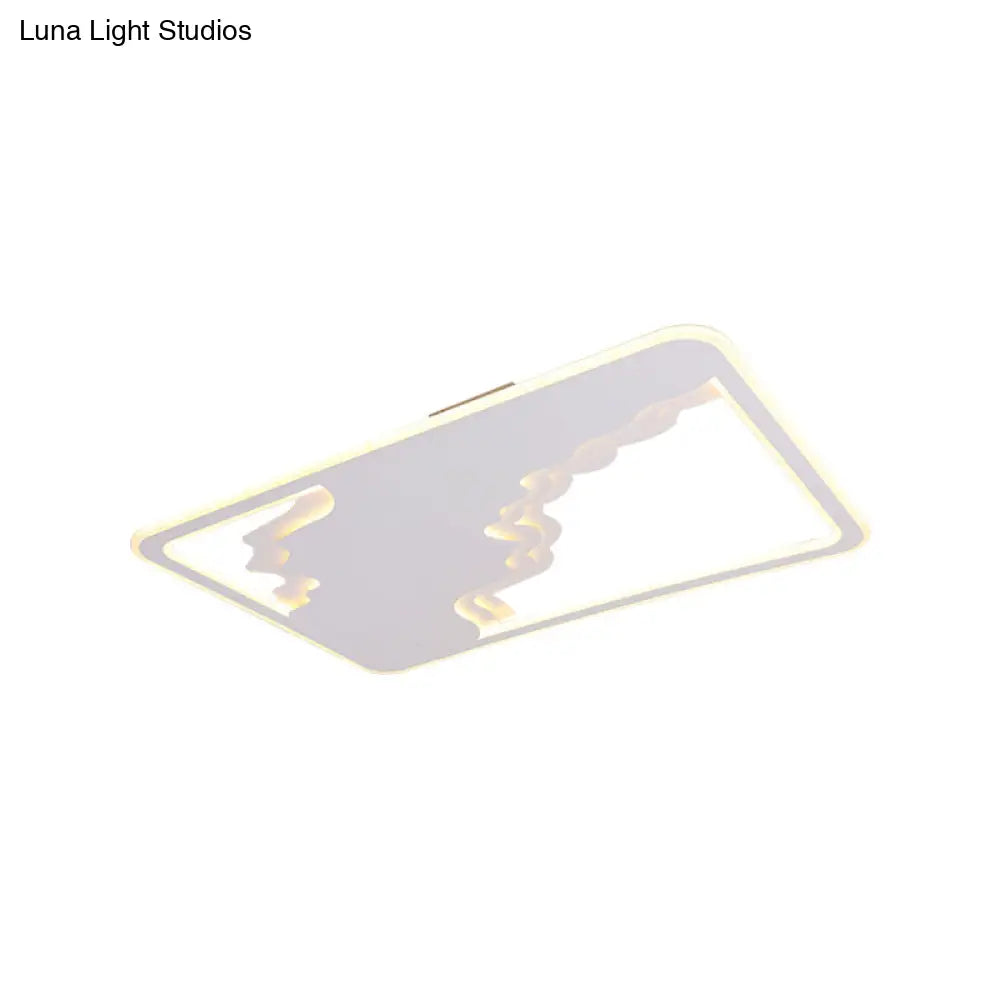 Modern Led White Flush Mount Ceiling Light Ultra Thin Design 19’/35.5’ Wide
