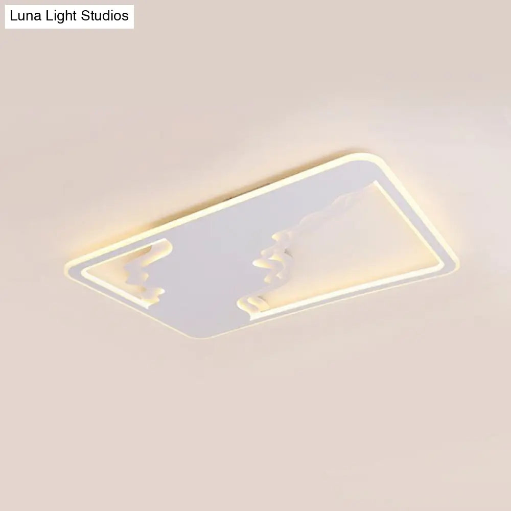 Modern Led White Flush Mount Ceiling Light Ultra Thin Design 19’/35.5’ Wide