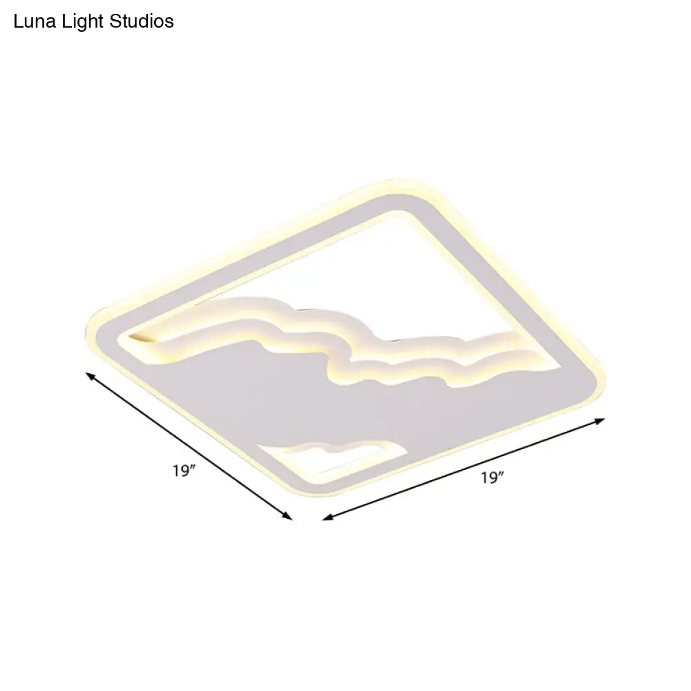 Modern Led White Flush Mount Ceiling Light Ultra Thin Design 19’/35.5’ Wide