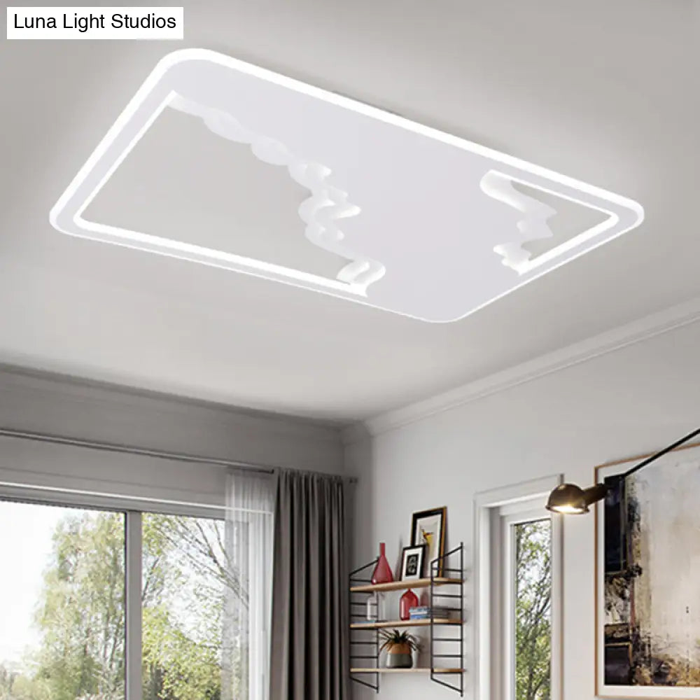 Modern Led White Flush Mount Ceiling Light Ultra Thin Design 19’/35.5’ Wide
