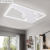 Modern Led White Flush Mount Ceiling Light Ultra Thin Design 19’/35.5’ Wide
