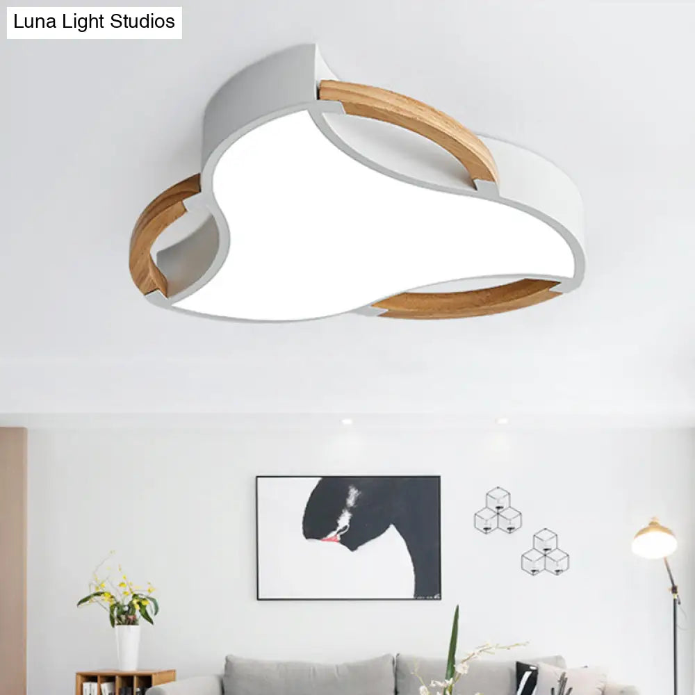 Modern Led Wood Flush Mount Ceiling Light In White/Natural 16/19.5/23.5 Wide White / 16