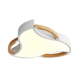 Modern Led Wood Flush Mount Ceiling Light In White/Natural 16/19.5/23.5 Wide