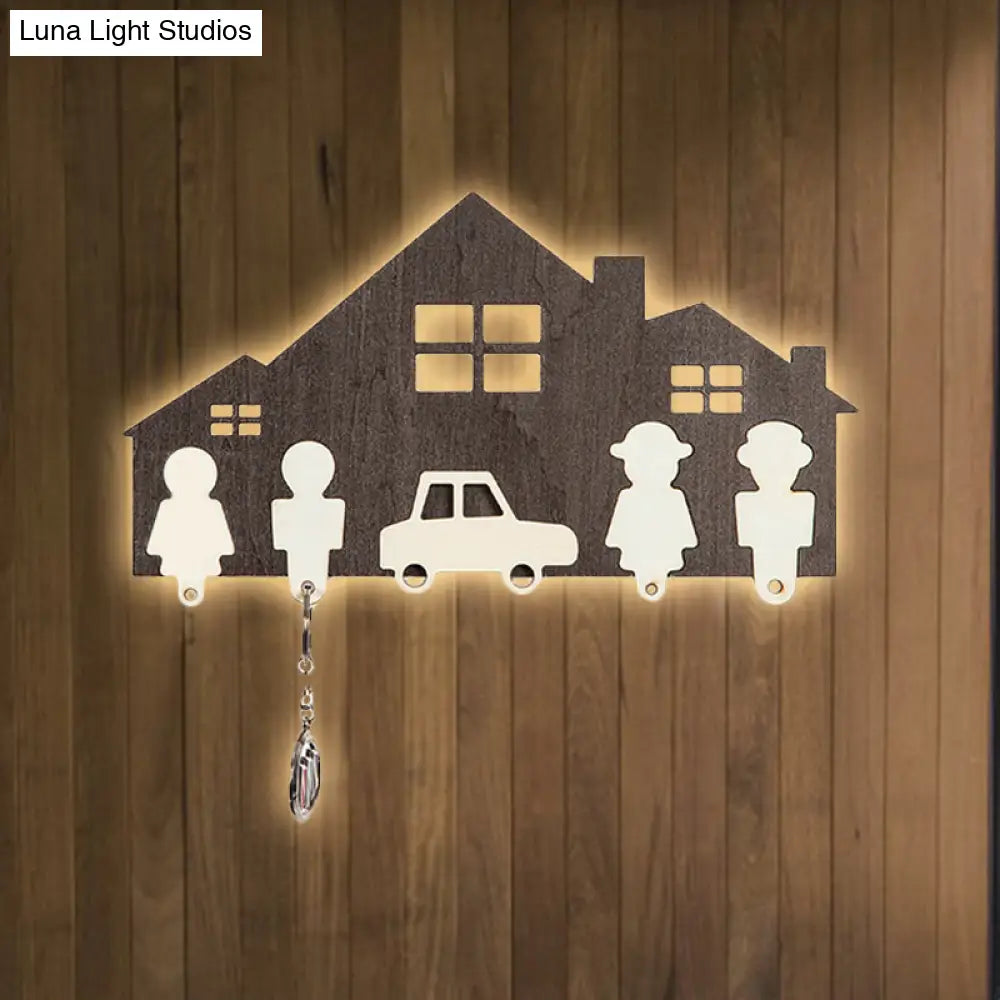 Modern Led Wooden Wall Light For Kids Bedroom & Foyer Stylish Sconce Lamp