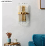 Modern Light Luxury Crystal LED Bedroom Bedside Lamp Copper Wall Lamp Copper Wall Lamps