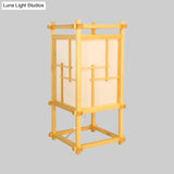 Modern Light Wood Desk Lamp - Rectangular Design With 1 Head Beige Living Room/Night Table