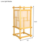 Modern Light Wood Desk Lamp - Rectangular Design With 1 Head Beige Living Room/Night Table