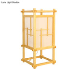 Modern Light Wood Desk Lamp - Rectangular Design With 1 Head Beige Living Room/Night Table
