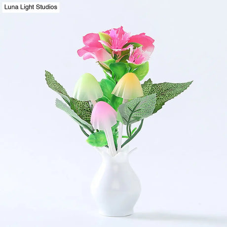 Modern Lilac Blossom Led Night Lamp: Multicolored Light Plug-In Wall Lighting