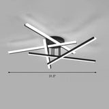 Modern Line Art Led Ceiling Lamp In Black Perfect For Living Rooms / 31.5 Remote Control Stepless
