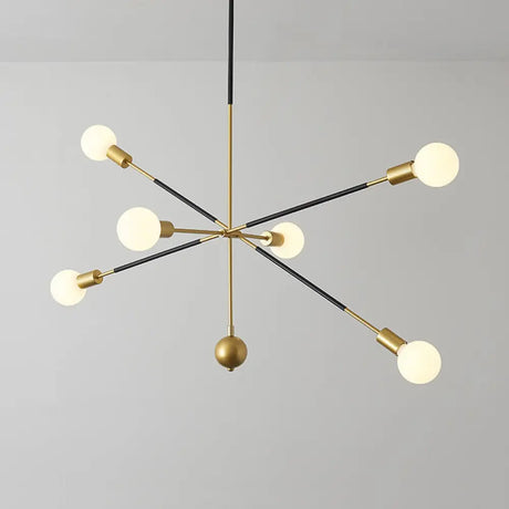 Modern Linear Arm Chandelier Light - Adjustable 6-Light Metallic Suspension Lamp For Restaurants