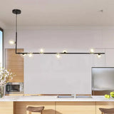 Modern Linear Chandelier - 6/8 Lights Glass Shade Island Light In Black/Gold 8 / Black