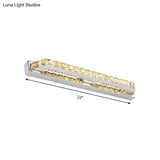 Modern Linear Wall Mounted Vanity Sconce For Bathroom - Clear/Amber Crystal Warm/White Light