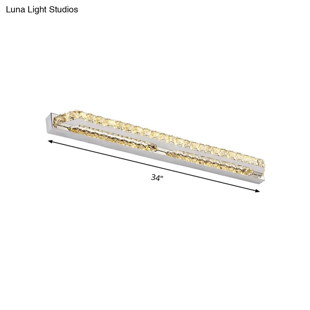 Modern Linear Wall Mounted Vanity Sconce For Bathroom - Clear/Amber Crystal Warm/White Light