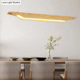 Modern Linear Wooden Pendant Light Fixture With Led Beige White/Warm/Natural