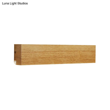 Modern Linear Wooden Wall Sconce Lamp - 1-Light Led Down Lighting Fixture For Bedroom