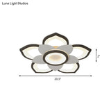 Modern Lotus Flush Ceiling Light With Led - 20.5’/24.5’ Acrylic Black/White Fixture In White/Warm