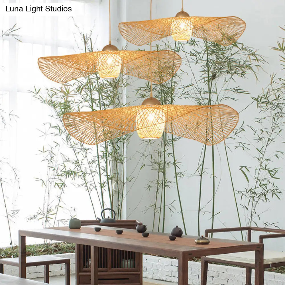 Modern Lotus Leaf Bamboo Ceiling Light - Restaurant Pendant Lighting