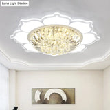 Modern Lotus Prismatic Crystal Led Ceiling Light Fixture In Warm/White - Flush Mount