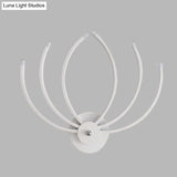Modern Lotus Wall Sconce Led Bedside Light In White With Linear Design Warm/White Glow