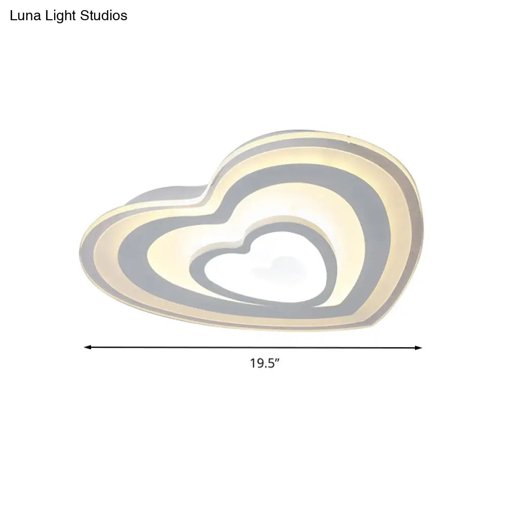 Modern Love-Heart White Led Ceiling Light For Hotels & Restaurants