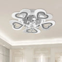Modern Loving Heart Led Flush Ceiling Light In White With Crystal Ball Decor - Perfect For Bedroom