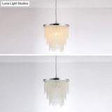Modern Luxurious Crystal Round Pendant Lamp - 4-Light Cascading Design Ideal For Small Living Rooms