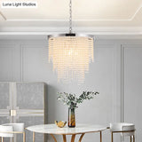 Modern Luxurious Crystal Round Pendant Lamp - 4-Light Cascading Design Ideal For Small Living Rooms