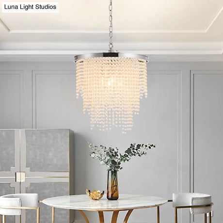 Modern Luxurious Crystal Round Pendant Lamp - 4-Light Cascading Design Ideal For Small Living Rooms