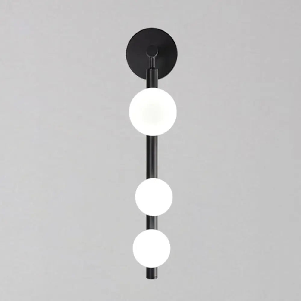 Modern Luxury Glass Vanity Light - 3 Spherical Wall Lights Black