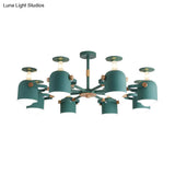 Modern Macaron Chandelier: Bedroom Hanging Lamp With Cup-Shaped Metal Design & 8 Lights