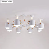 Modern Macaron Chandelier: Bedroom Hanging Lamp With Cup-Shaped Metal Design & 8 Lights