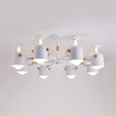 Modern Macaron Chandelier: Bedroom Hanging Lamp With Cup-Shaped Metal Design & 8 Lights White