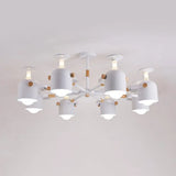 Modern Macaron Chandelier: Bedroom Hanging Lamp With Cup-Shaped Metal Design & 8 Lights White
