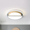 Modern Macaron Iron Ceiling Fixture 16.5’/20.5’ Wide Led Flush Mount Lighting In Green/Grey -