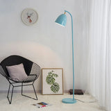 Modern Macaron Rotating Floor Reading Lamp With Metal Bell Shade For Living Room Blue