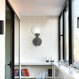 Modern Macaron Style Torch Wall Sconce With Clear Glass Shade - 1 Light Mini In Green/Grey/White