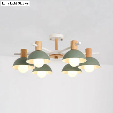 Modern Macaroon Dome Hanging Pendant Light Fixture With 6 Bulbs For Living Room