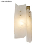 Modern Marble 1-Light Corner Wall Sconce Lamp In White