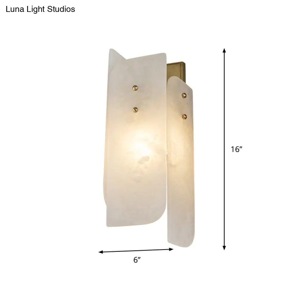 Modern Marble 1-Light Corner Wall Sconce Lamp In White
