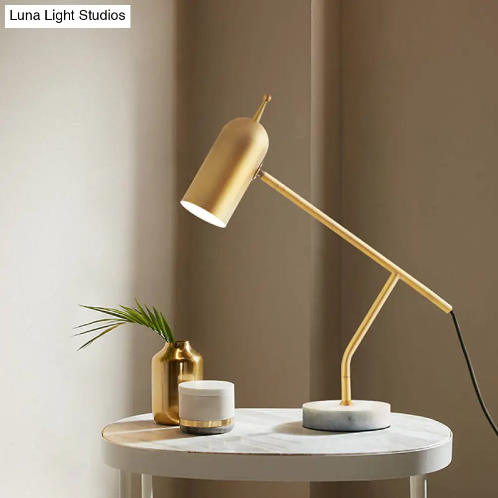 Modern Marble Dome Nightstand Lamp: Brass/Black Table Light For Study Room